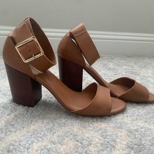 Steve Madden- Tan Leather - Open Toe Heels- size 10